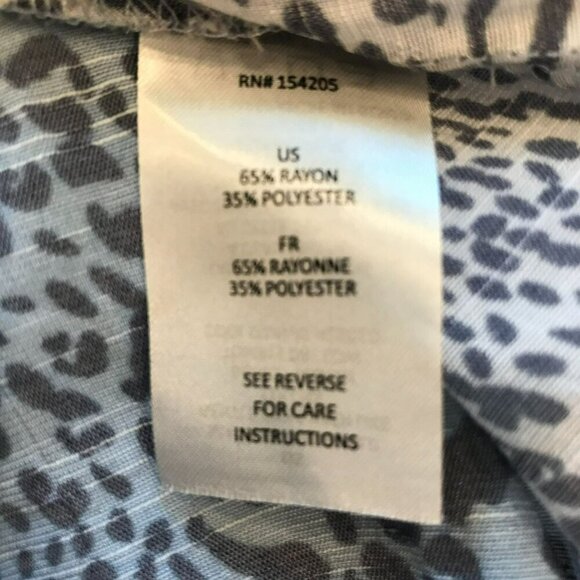 Cooper & Ella Career Blouse Cap Sleeve Tie Bottom Blue Animal Print Size Medium - Picture 10 of 14